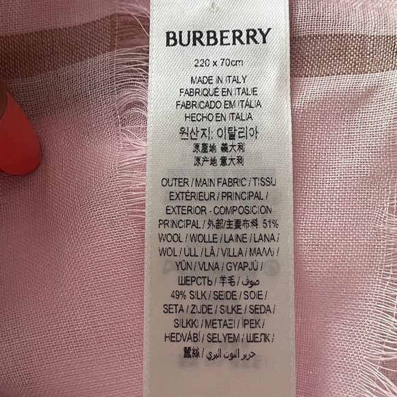 BURBERRY Giant Check Pink Wool & Silk Scarf / BRAND NEW - Picture 7 of 12